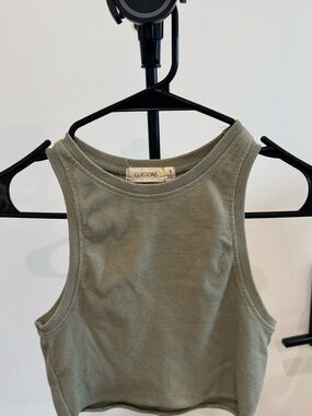 Glassons Olive Ribbed Cropped Tank